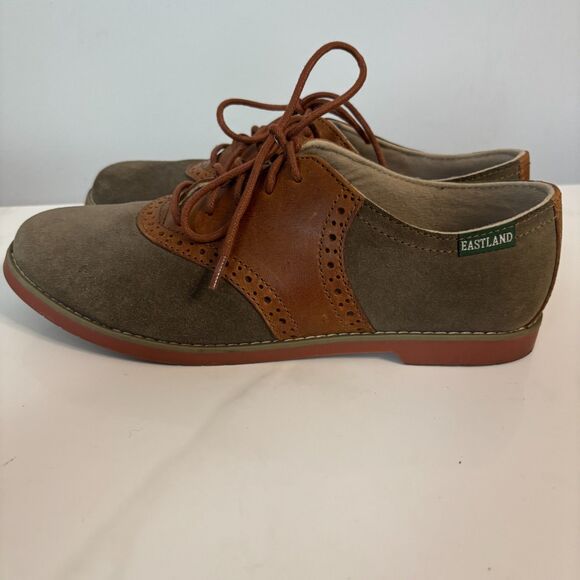 Eastland Sadie Saddle Shoes Retro 50s Style Rockabilly Lace Brown Olive Size 8 - Picture 4 of 9